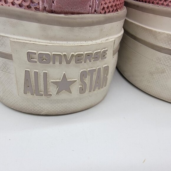 Converse All Star Pink Sequin Sneakers Women's Size 8.5 Sparkle Shoes - Picture 5 of 10